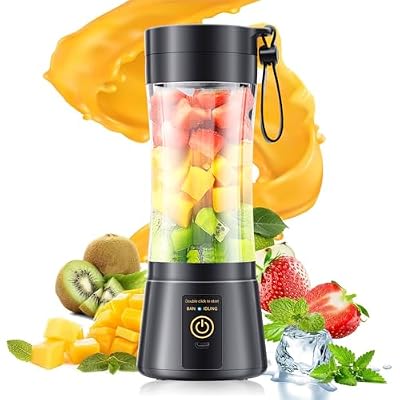 Portable Blender for Smoothies & Shakes - Cordless Blender with 380Ml Traveling Cup, 6 Stainless Steel Blades, BAP Free, Easily Making Fresh Juice for Office/Gym