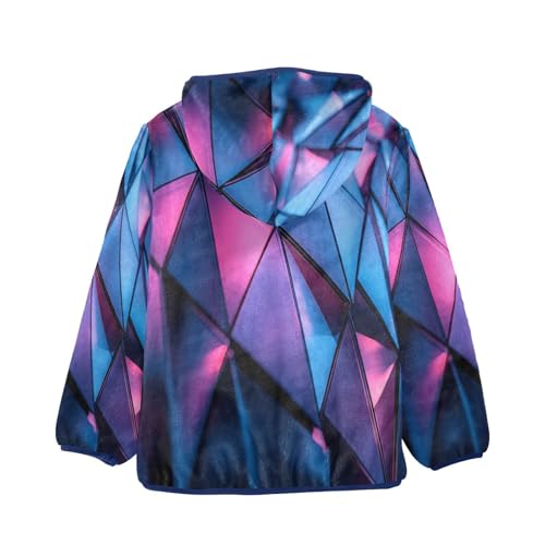 Abstract Geometric Triangles Toddler Fleece Jacket Girl Boys Hooded Fleece Jacket Coat Warm Outwear Zip-up 3-10T2