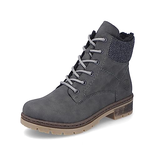 Rieker Mujer Botines Y7424, señora Botines con Cordones,Botas de Chukka,Botas Cortas,Botas con Cordones,Gris (Grau / 45),37 EU / 4 UK