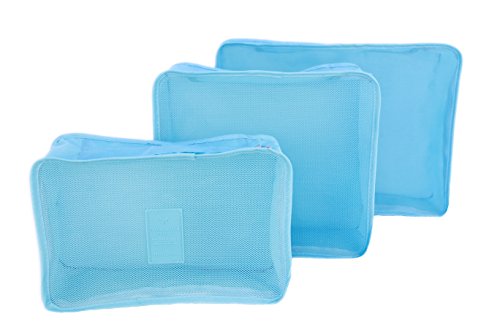 Image of 6 Sets Travel Organizers Packing Cubes Luggage Organizers Compression Pouches (Light Blue)