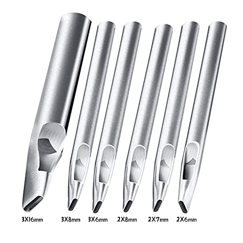 6 Pcs Oval Leather Punch Tools, Hole Punch, Flat Craft Punch, Hollow Hole Punch for Leather Cutting Belt Bags Gasket DIY Making