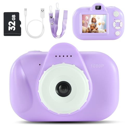 YEEHAO 32MP Dual Lens Toddler Camera Kids Digital Camera for 3 4 5 6 7 8 9 Year Old Girl Christmas Birthday Gifts, Purple