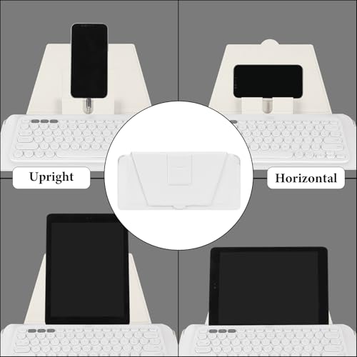 Image of GEEKRIA Compact Keyboard Case, Vegan Leather Travel Case with Phone and Tablet Holder, Compatible with Magic Keyboard, Logitech Pebble Keys 2 K380s / Logitech K380 (White)