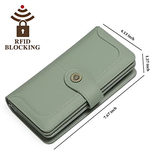 Image of FALAN MULE Wallets for Women Trifold Wristlet Wallets Large Capacity RFID Blocking Ladies Purse Credit Card Holder