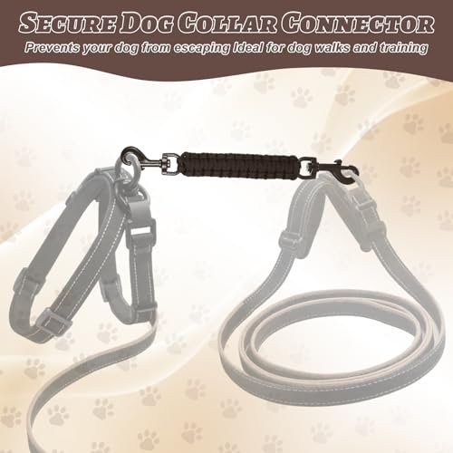 KFHENSOMR 2Stück Halti für Große Hunde Hundehalsband Clips, Halsbänder und Leinenverbinder Handgefertigter Backup-Sicherheitsgurt für Hundegeschirr Halsband Spaziergang und Wandern (Schwarz)