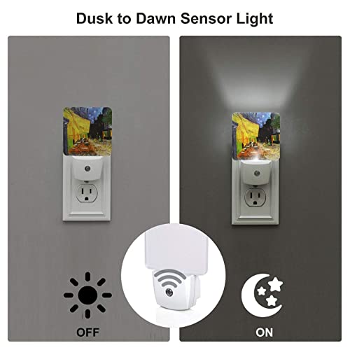 Image of Cafe Terrace LED Plug-in Night Lamp 2 Piece Set, Auto Sensor Emergency Night Scene Nightlights Set of 2 for Dawn Bedroom Kitchen /Dusk Bathroom /Night Stairs Hallway Toilet