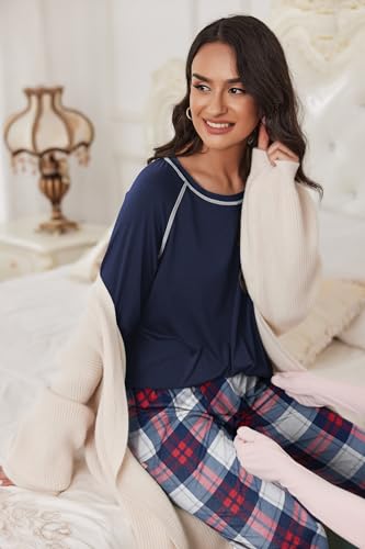Image of Ekouaer Pajamas Set for Women Soft Comfy Pjs Sets Long Sleeve Sleepwear Loungewear S-XXL