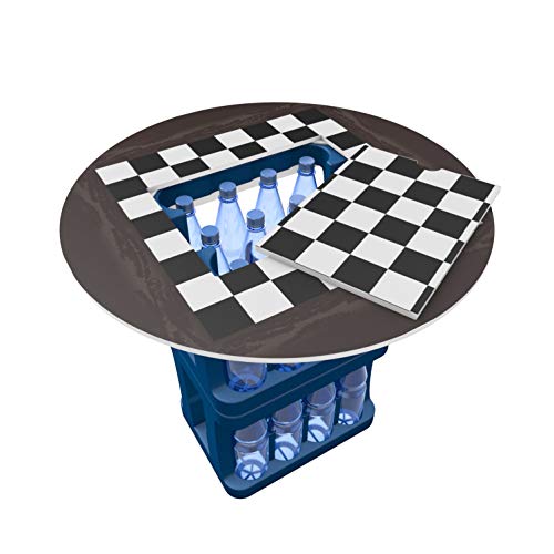 Vispronet Bierkastentisch - versch. Motive - Mobiler Aufsatz für Bierkästen - Witterungs- & UV-beständig (Schachbrett)