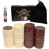 Lot de 30 disques en bois de 30 mm avec pieds en feutre - Pions pour backgammon,...