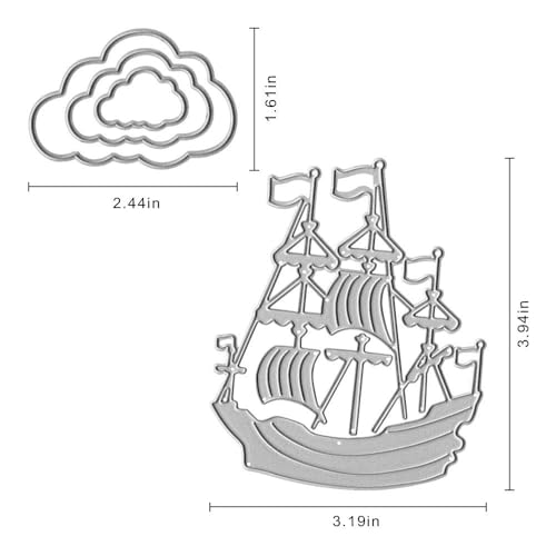 Metal Sailing Sea Ship Cutting Dies, Clouds Die Cuts Stencil Embossing Tool for Card Making Scrapbooking DIY Etched Craft Dies