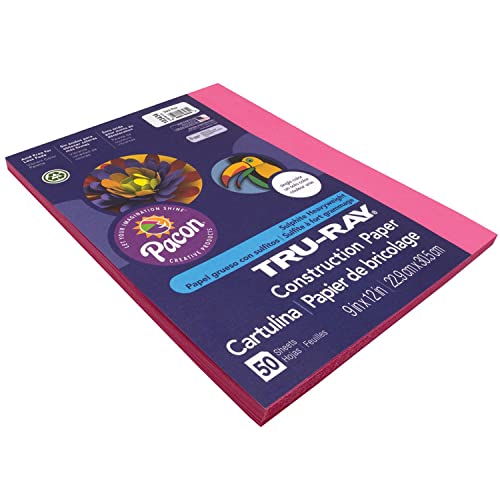 Tru-Ray® Construction Paper, Dark Pink, 9\" x 12\", 50 Sheets