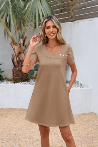 Image of Valiamcep Women's Square Neck Slim Fit Cocktail Party Short Dresses