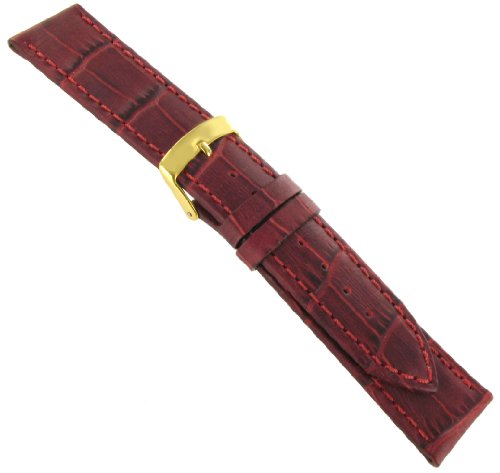Morellato 20mm Genuine Leather Alligator Grain Padded Stitched Matte Bordo Watch Band 2269