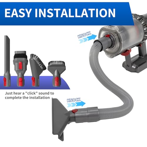 Image of Vacuum Attachment Kit Compatible with Dyson V7 V8 V10 V11 V15 Vacuum Cleaner,Dryer Vent Hose Flexible Extension Hose Mattress Tool Stiff Brush Soft Bristle Crevice Tool Attachment for Home Cleaning