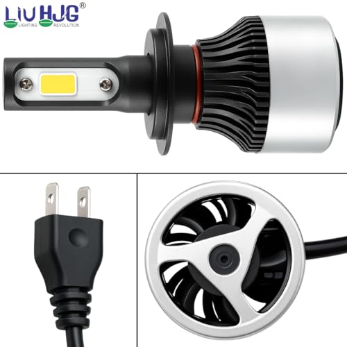 Image of LIU HJG Bright White H7 100W LED Headlight Bulb 12V Waterproof with Cooling & Heat Resistance, Universal Fit Car, Motorcycle, Truck, Van Headlight Upgrade (Pack of 2)