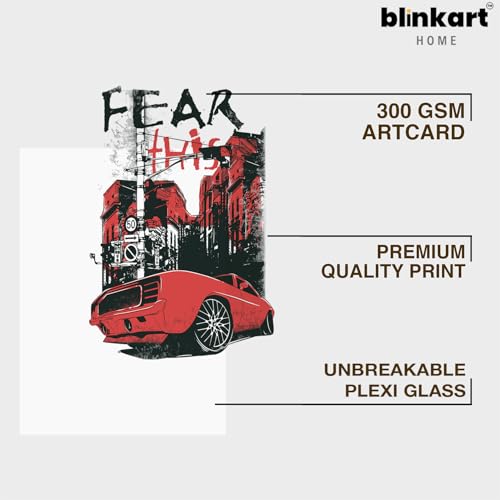 Image of BLINKART Akira (Anime) Shotaro Kaneda Car Photo Frame | Framed Poster with Synthetic Wood Frame | Ready to Hang | Bedroom, Living Room, Office - 18x12 Inch, (A3 Size) - AKR-001