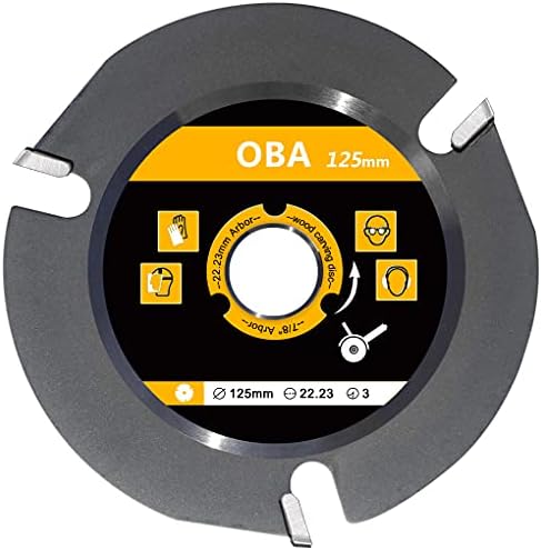 OBA Grinder Wood Carving Disc 5 Inch, Circular Saw Blades for Angle Grinder Woodcarving Saw Blade 7/8" Arbor with 3 Tungsten Teeth (125 mm)