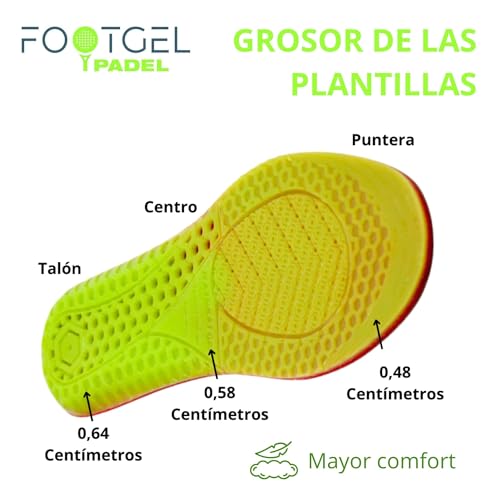 Miniatura 8 de Footgel - Plantillas Padel Plantillas Gel Deportivas Hombre Mujer Transpirables, Cómodas Estabilizadoras, Previenen Lesiones, Dolores En Pies, Rodillas Y Lumbares Tallas 43 A 47