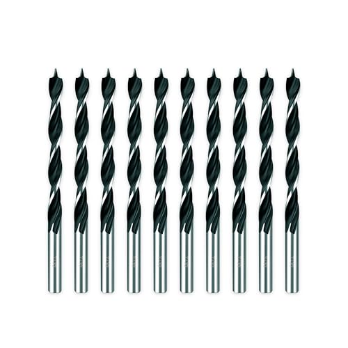 DelitonGude 7/32'' Brad Point Drill Bit Set,10 Pcs Drill Bit Set with Double Flutes for Hardwood,Plywood,Plastic Round Holes in All Types of Wood(Brad Point-7/32'')