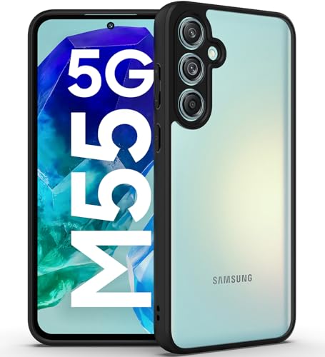 Image of KAPAVER Hybrid Clear Back Cover Case for Galaxy M55 /F55 /M55s | Protective Shockproof Cleare Hard PC Soft Flexible Black TPU Cover