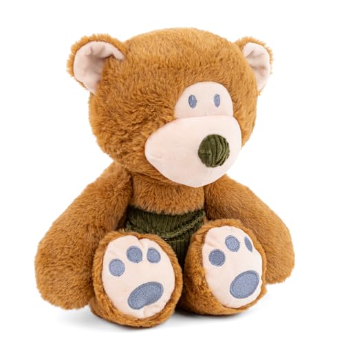 Image of Mirada Cute Huggable Brown Bear with Pocket Plush Soft Toy | Dressed Stuffed Teddy for Baby Girls & Kids | Cute, Washable & Snuggly Gift for Raksha Bandhan /Birthday /Festivals - 25cm