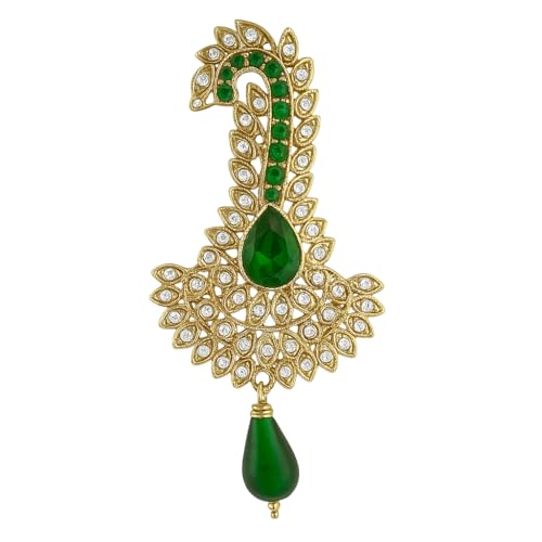 Image of I Jewels Gold Plated Traditional Stone Pearl Drop Safa Kalangi Brooch for Groom /Men /Dulha Pagadi