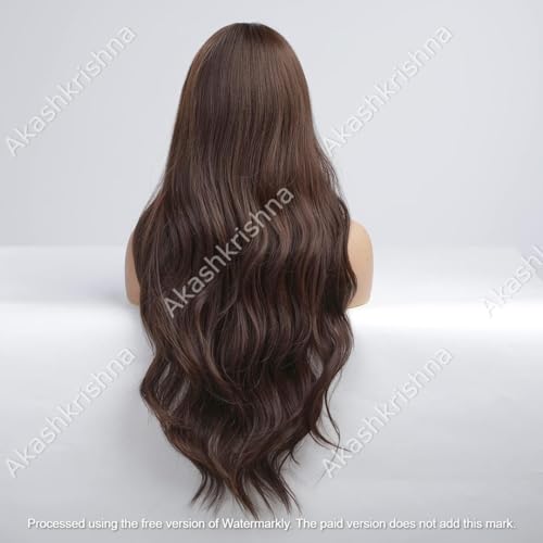 Image of Akashkrishna Ombre Brown Wig For women Long Wavy Synthetic Hair Wig Heat Resistant Natural Looking Hair Wigs For Daily Party Cosplay Use 26 Inch