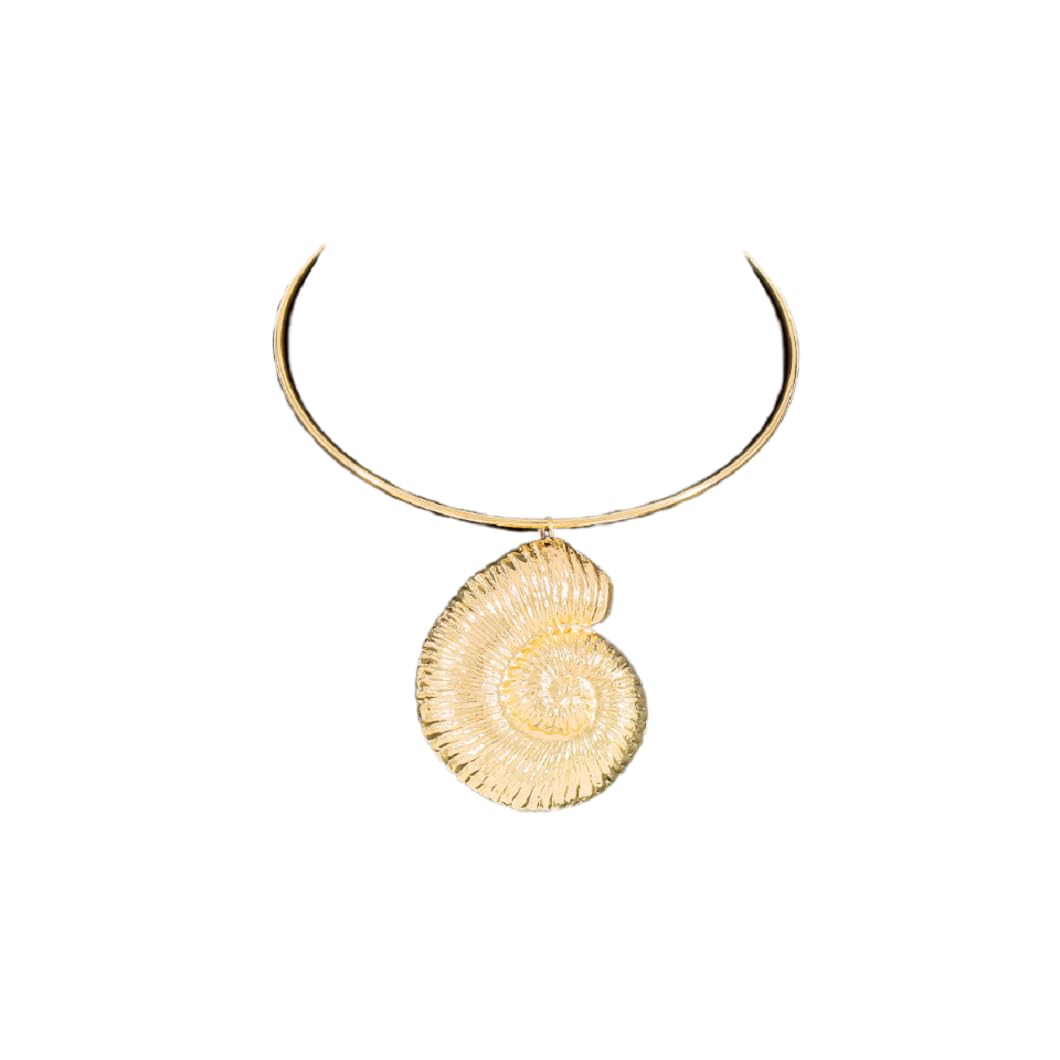 DATOA Snail Shell Necklace Cute Gold Metal SeaShell Chain Dangle Gold Stainless Steel Sea Witch Shell Jewelry for Women