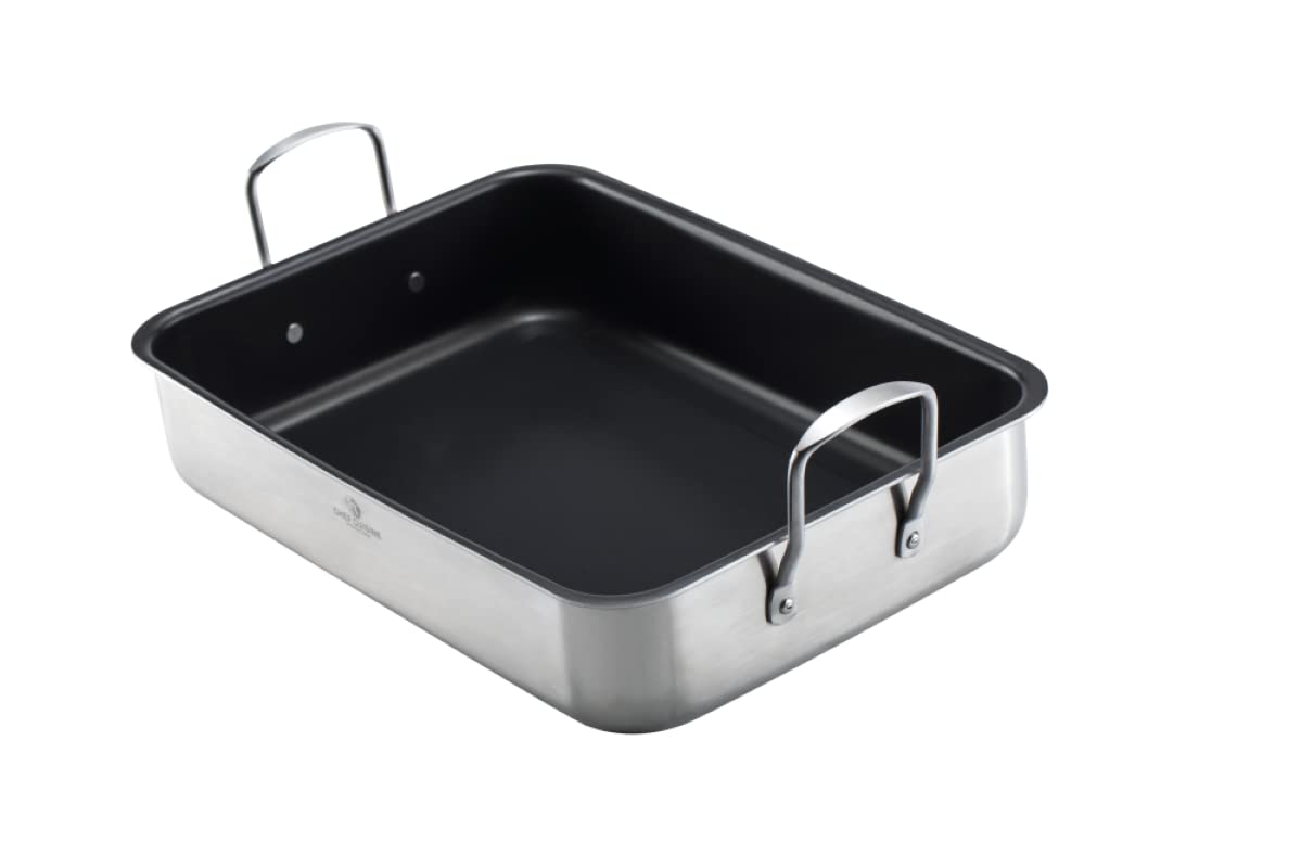 CHEF CUISINE Bräter Edelstahl mit Rost, für Backofen, 6 L, beschichtet, Induktionsgeeignet, Spülmaschinengeeignet, optimale Wärmeverteilung, effizient