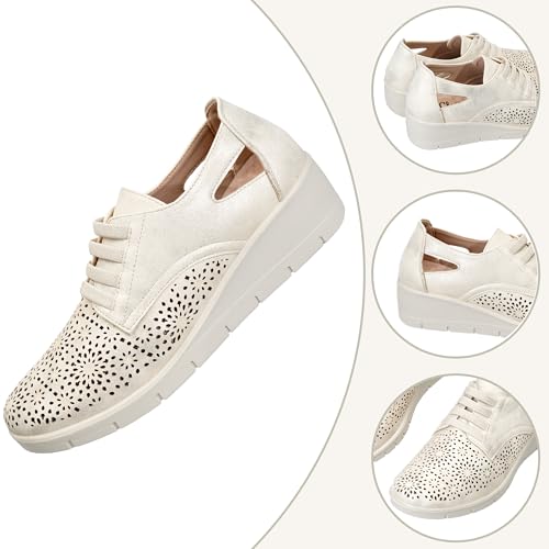 CLEIKS Freizeitschuhe Damen Bootsschuhe Damen Leicht Pflegeleicht für Outdoor Picknick Grillen (Beige, 39 EU, WCL260332-7)