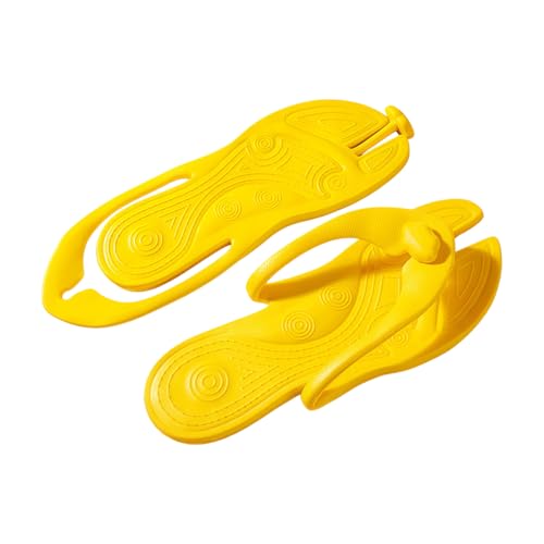 Psdndeww Pantuflas plegables antideslizantes para mujeres y hombres, ligeras, de EVA, para ducha, portátiles, para viajes, playa, sandalias plegables fáciles de transportar, Amarillo, One Size Women