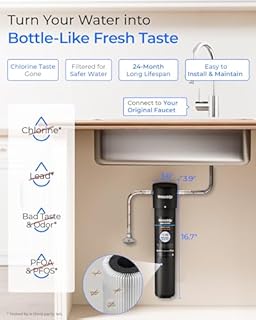 Waterdrop 15UA Under Sink Water Filter System, 2-Year Service Life, Reduces Lead, Chlorine, Bad Taste & Odor, Direct Connect Water Filter for Kitchen Faucet, NSF/ANSI 42 Certified（Complete System）