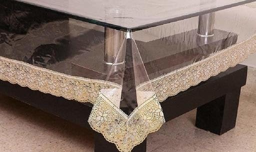 6-Seater Dining Table Cover – Transparent PVC with Golden Edge, Table Cover_020_Golden-image-39