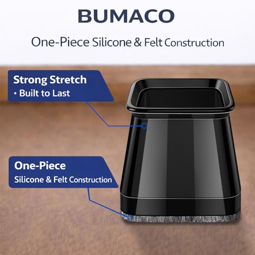 Image of Chair Leg Floor Protectors Square Chair Leg Protectors for Hardwood Floors 40Pcs Silicone Covers to Protect Floors Square (Black-L Fit 1.02 inch-1.5 inch)