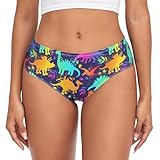 vvfelixl Bright Funny Dinosaurs Panties for Women Women Underwear Cheeky Panties for Women Classic Bikini bikini underwear for women Breathable Soft S