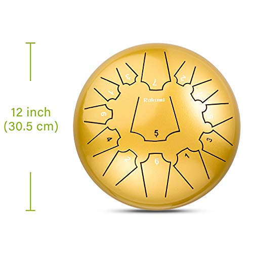 12 Inch 13 Note Titanium Steel Tongue Drum Percussion Instrument Hand Pan Drum with Drum Mallets Carry Bag - Thumbnail 2