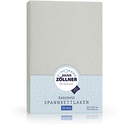 Julius Zöllner Jersey Spannbettlaken für Baby- & Kinderbett, 100% Jersey-Baumwolle, OEKO-TEX Standard 100 zertifiziert, Größe: 60x120cm / 70x140cm, 1er Pack, hellgrau – Bild 3