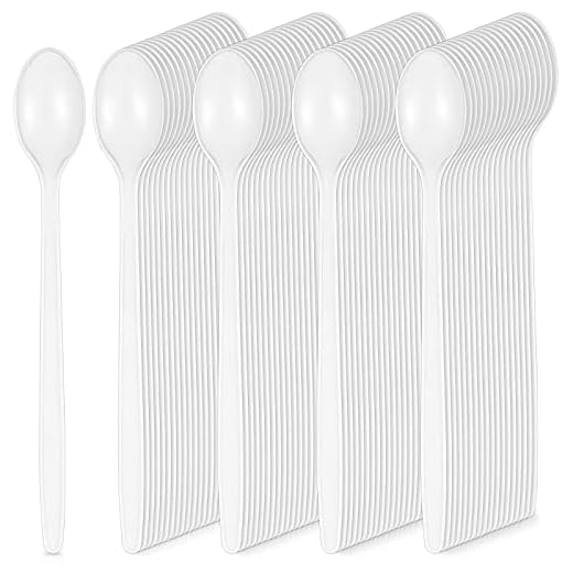 White Plastic Sundae Spoons Disposable Utensils Ice Cream Spoons Long Handle Spoon for Ice Cream, Milkshakes, Tea and Floats, Stirring Cocktails and Tall Iced Beverages (150 Pieces,18.4 cm/ 7.2 Inch)