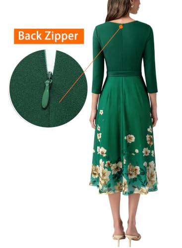 Image of VFSHOW Womens Work Business Casual Church Pockets Belted A-Line Midi Dress