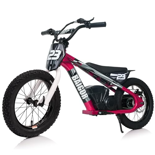 wanan Electric Dirt Bike for Kids Ages 6-12, 250W Electric Motorcycle Up to 15.5MPH, 24V Detachable Battery, 16'' Inflatable Tire Electric Balance Bike with Kickstand, Super Brushless Motor(Pink)