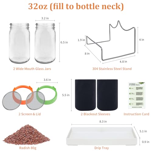 Kit de germination de graines de radis avec 2 bocaux Mason - 3