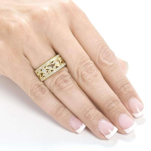 Kobelli Vintage Style Diamond Fashion Floral Band 1/4 CTW in 14K Yellow Gold2