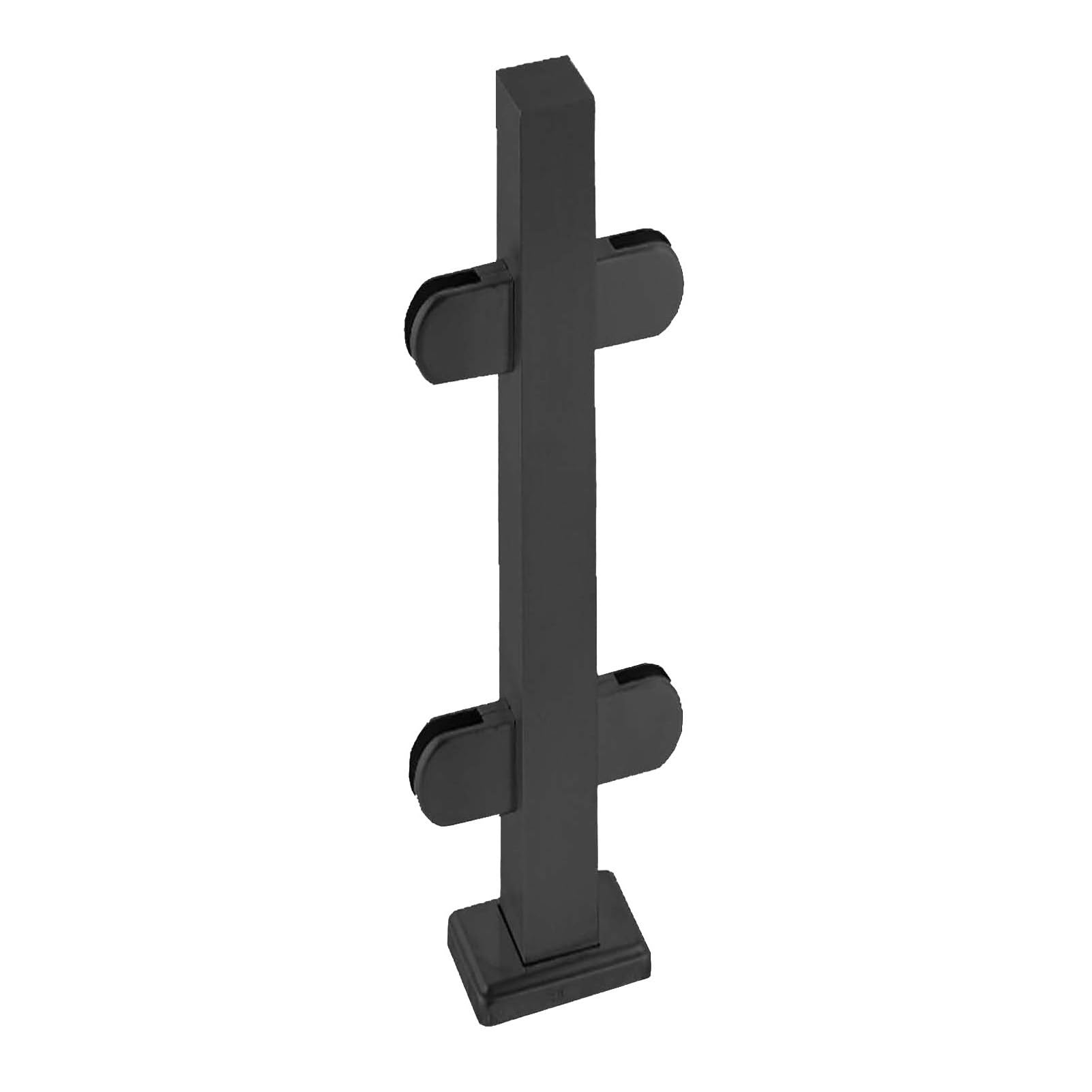 CMYUN Glass Balustrade 304 Stainless Steel Square Railing Post, Black Glass Balustrade Guardrail with Clamp, Safety DIY Partition Posts/Deck Stair Railing Kit(Black Mid post,H-95cm(37.4"))