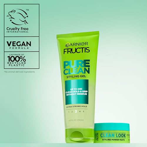 Garnier Fructis Pure Clean Styling Hair Gel, Extra Strong Hold for Up to 24HRs, Non-Flaking, Non-Sticky Formula with Aloe Extract, Made for All Hair Types, 6.8 fl oz (Packaging May Vary) - image 9