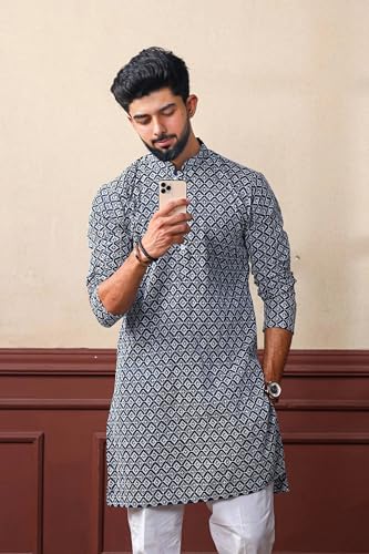 Image of Kurta for Men | Traditional Men's Ethnic Wear | Cotton Blend Kurta for Festive, Wedding & Casual Occasion