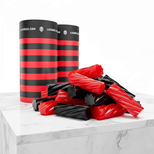 Licorice.com | Red and Black Licorice | Licorice Candy Twists | | Soft & Chewy Australian Licorice In Yummy & Sweet Strawberry Flavor | Pack of 2