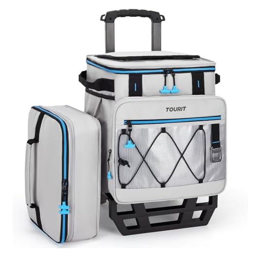 TOURIT 75 Can Rolling Cooler Detachable Double Deck Beach Cooler with Wheels Collapsible for Outdoor, Camping, Picnic, Travel