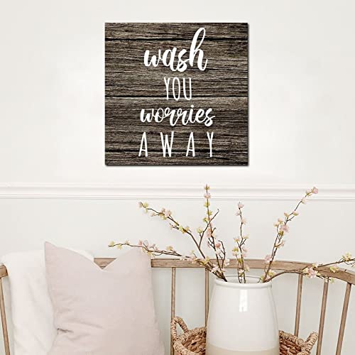 Tollyee Wooden Wall Signs With Saying Wash You Worries Away Wood Plaque Wall Hanging Sign Positive Word Quote Wood Sign For Home Cabin Front Door Outdoor Decoration 10X10In #TOP3