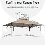 Grill Gazebo Replacement Canopy Roof, 5' x 8' Outdoor BBQ Gazebo Canopy Top Cover, Double Tired Grill Shelter Cover with Durable Polyester Fabric, Fit for Model L-GG001PST-F, Khaki - Image 2