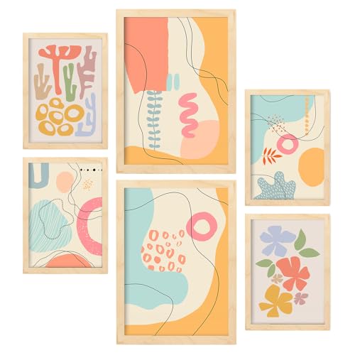Posters de fleurs abstraites Nacnic avec cadres en bois pour décorer le salon